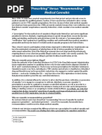 Prescribing Versus Recommending Medical Cannabis