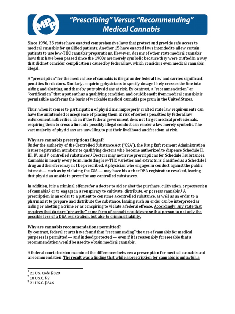 Prescribing Versus Medical Cannabis PDF Medical