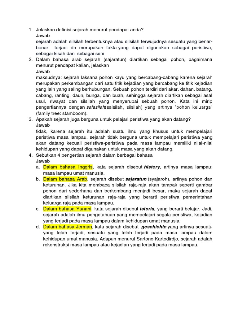 Jelaskan Definisi Sejarah Menurut Pendapat Anda Pdf
