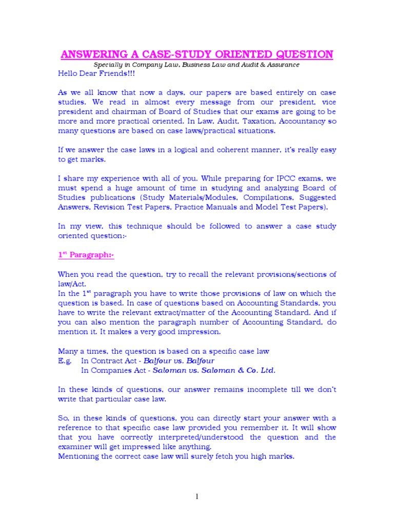How To Write A Law Case Study