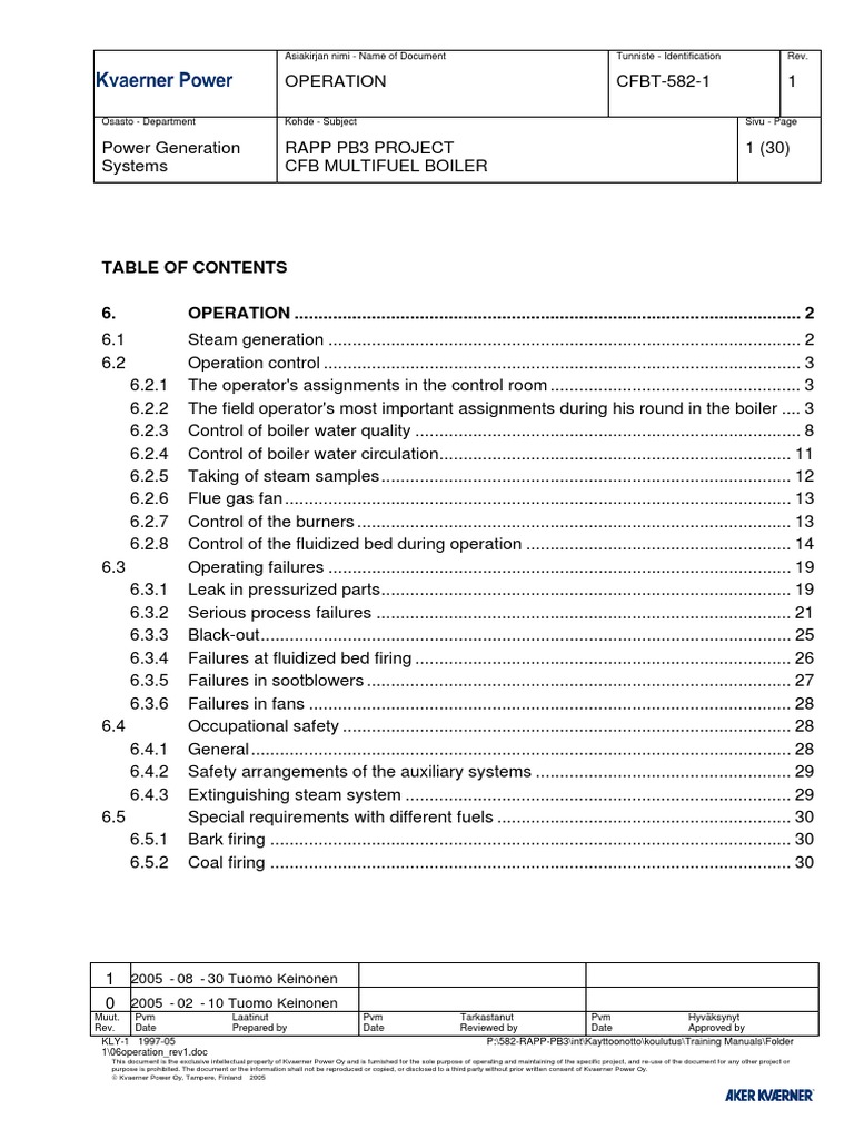 06operation Rev1 | PDF | Boiler | Chemical Process Engineering
