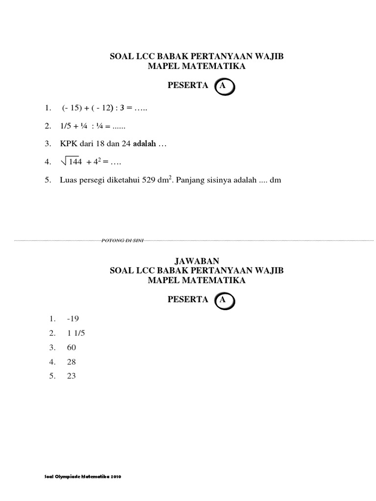 Edoc Site Soal Lomba Cerdas Cermat Agama Islam Tingkat Sd
