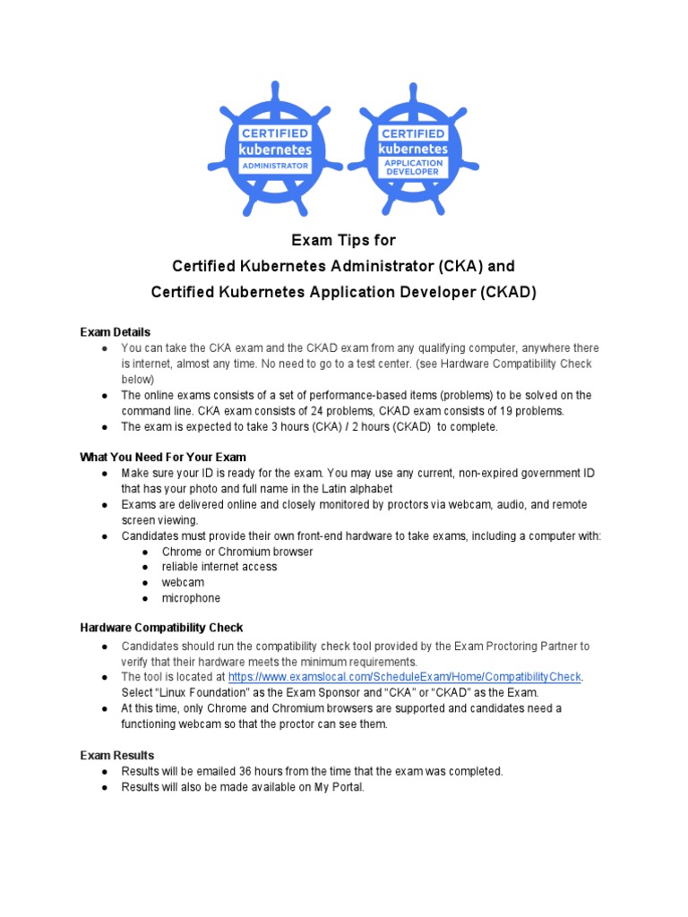 CKA & CKAD Exam Preparation Guide | PDF | Test (Assessment) | Computer ...