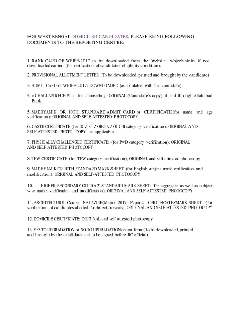 Checklist - WEST BENGAL PDF | PDF
