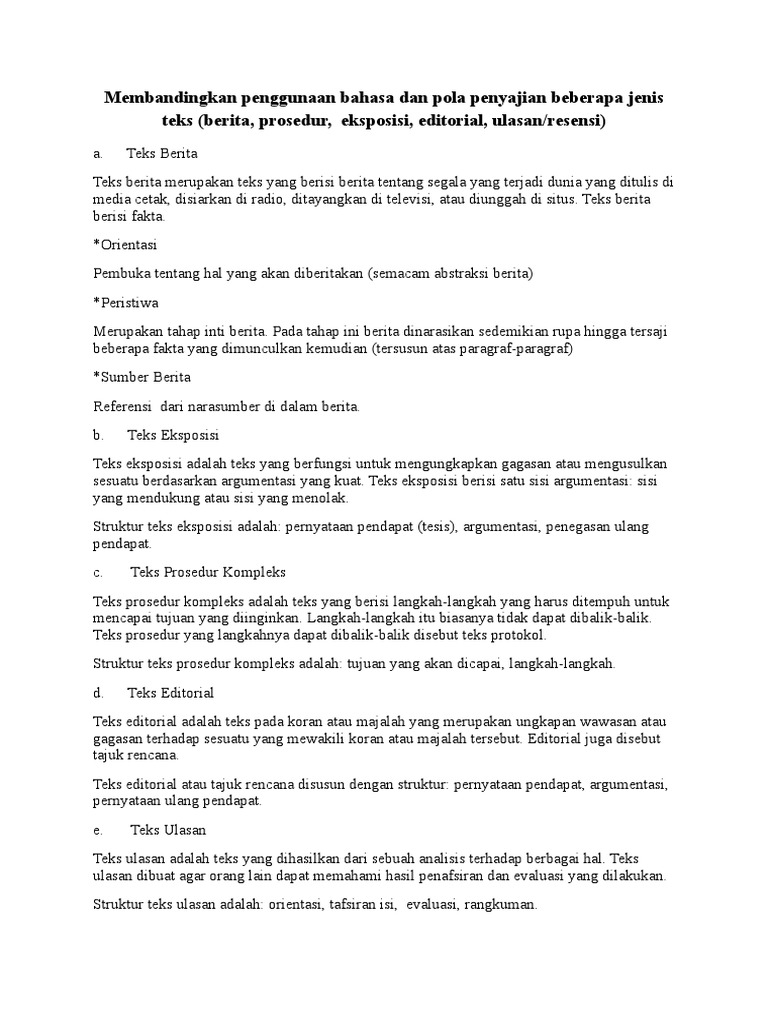 Perbedaan Penggunaan Bahasa Kedua Teks Tersebut Adalah