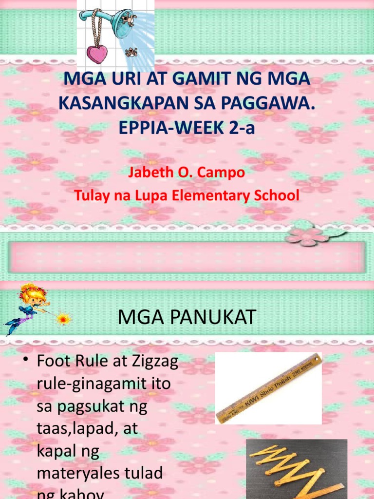 Eppia q3 Wk2 Mga Uri at Gamit NG Mga Kasangkapan Sa | PDF