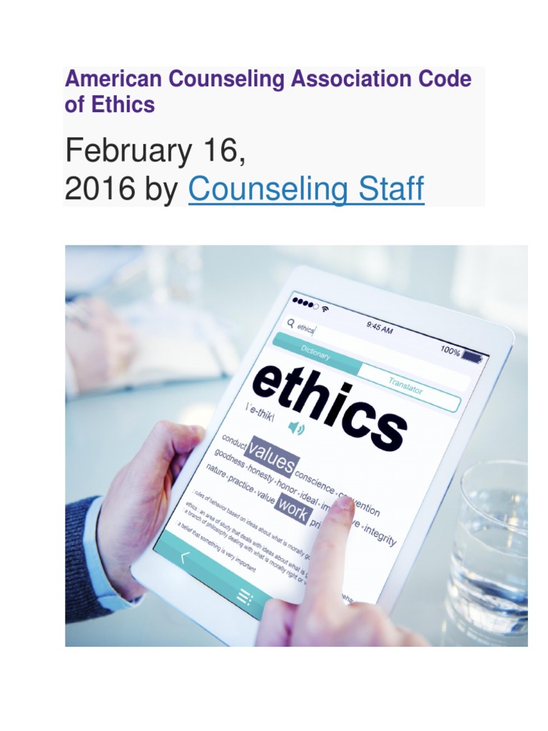 American Counseling Association Code of Ethics School Counselor