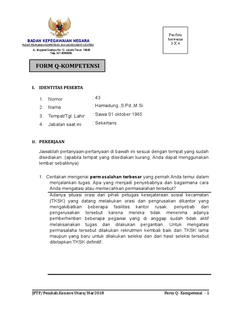 Form Q Kompetensi 1 PDF