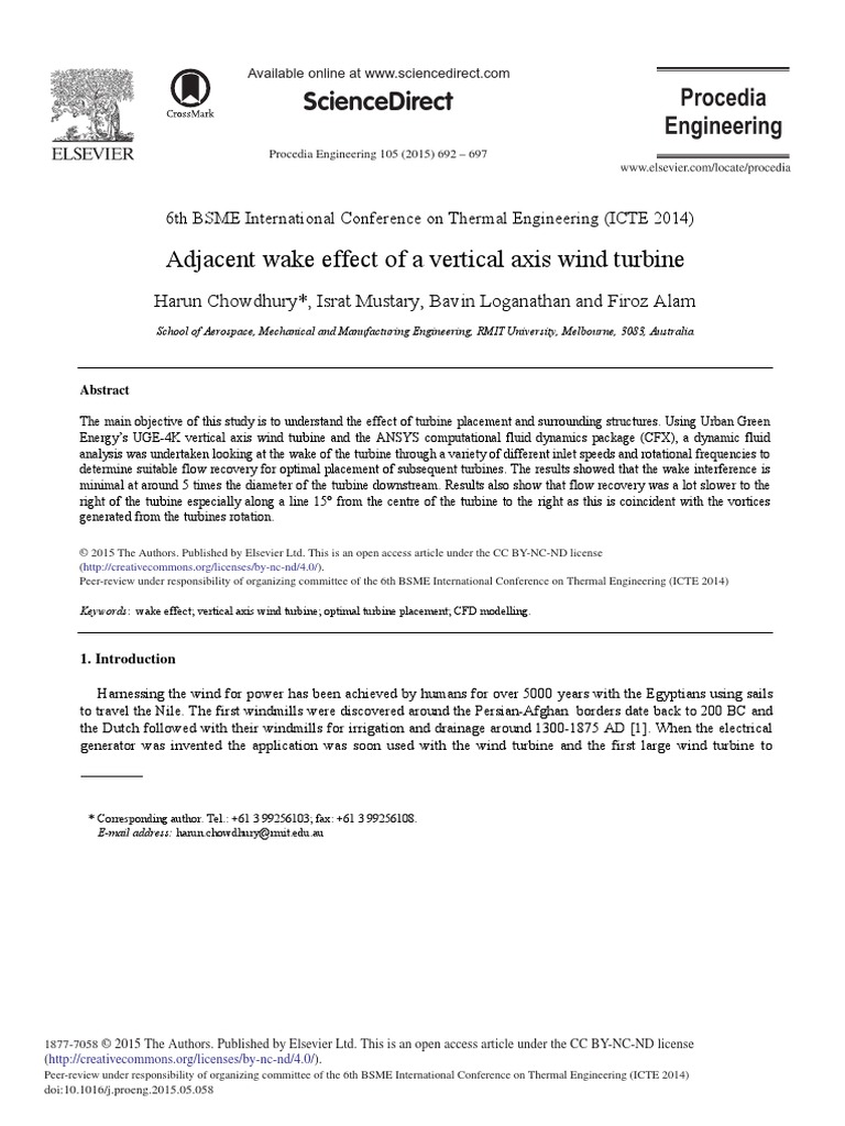 Adjacent Wake Effect of A Vertical Axis Wind Turbin 2015 Procedia ...
