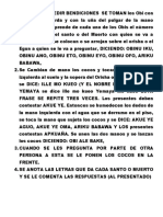 DESPUES DE PEDIR BENDICIONES  SE TOMAN los Obi con la mano izquierda y con la uña del pulgar de la mano derecha se desprende de cada uno de los Obis el número de pedacitos del santo o del Muerto con quien se va a h.docx