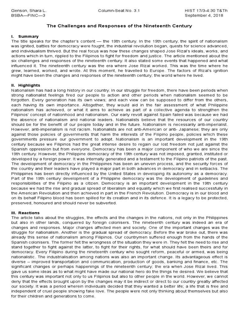 Rizal and 19th Century Nationalism | PDF | Nationalism | Philippines
