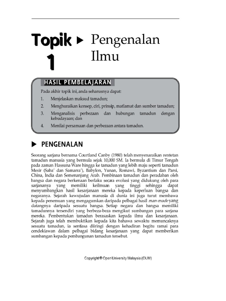 Bab 1 Buku Mpu3123 Tamadun Islam Tamadun Asia Pengenalan Tamadun Pdf