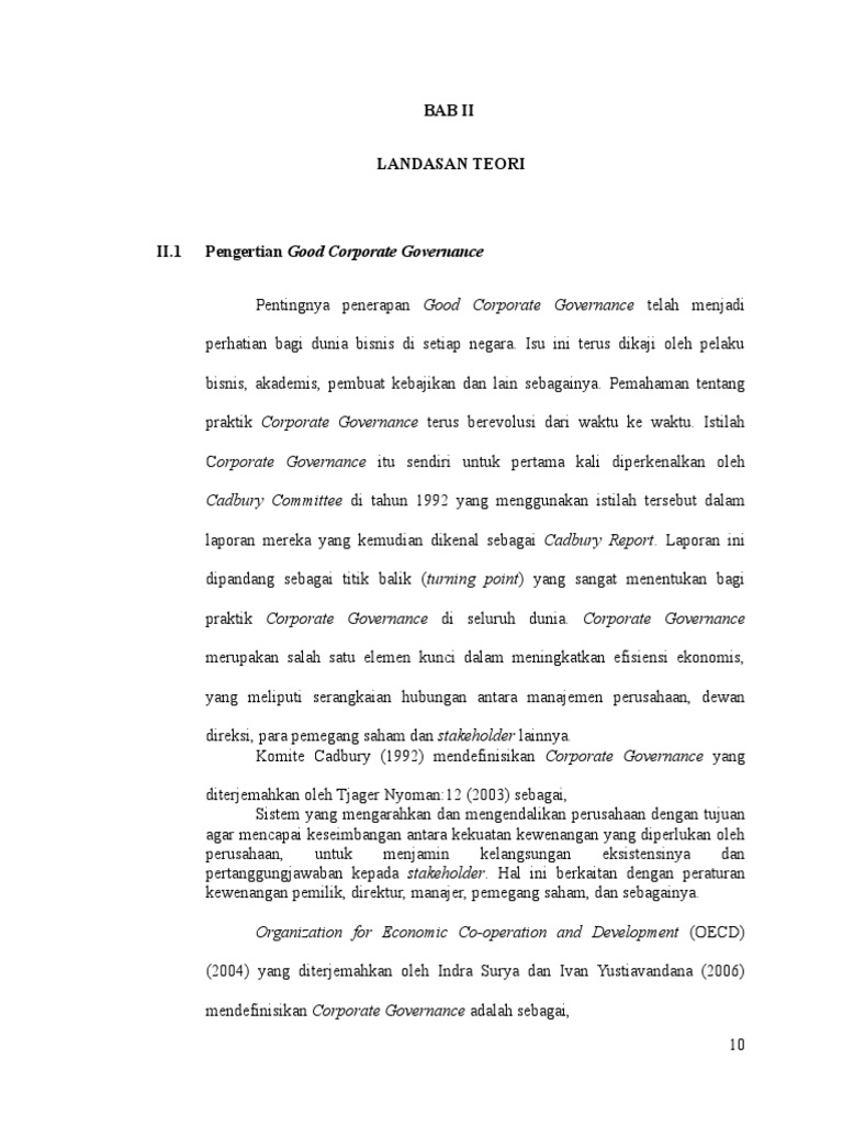 Bab Ii Landasan Teori: Cadbury Committee di tahun 1992  