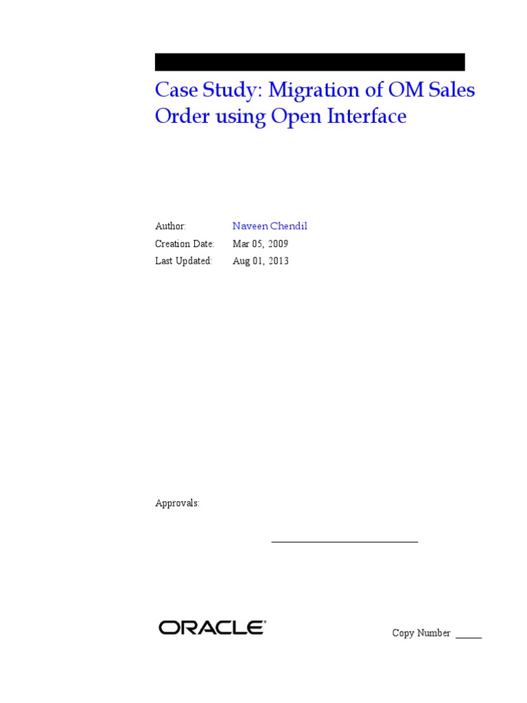 Case Study of OM Sales Order Using Open Interface Table | PDF | Oracle ...