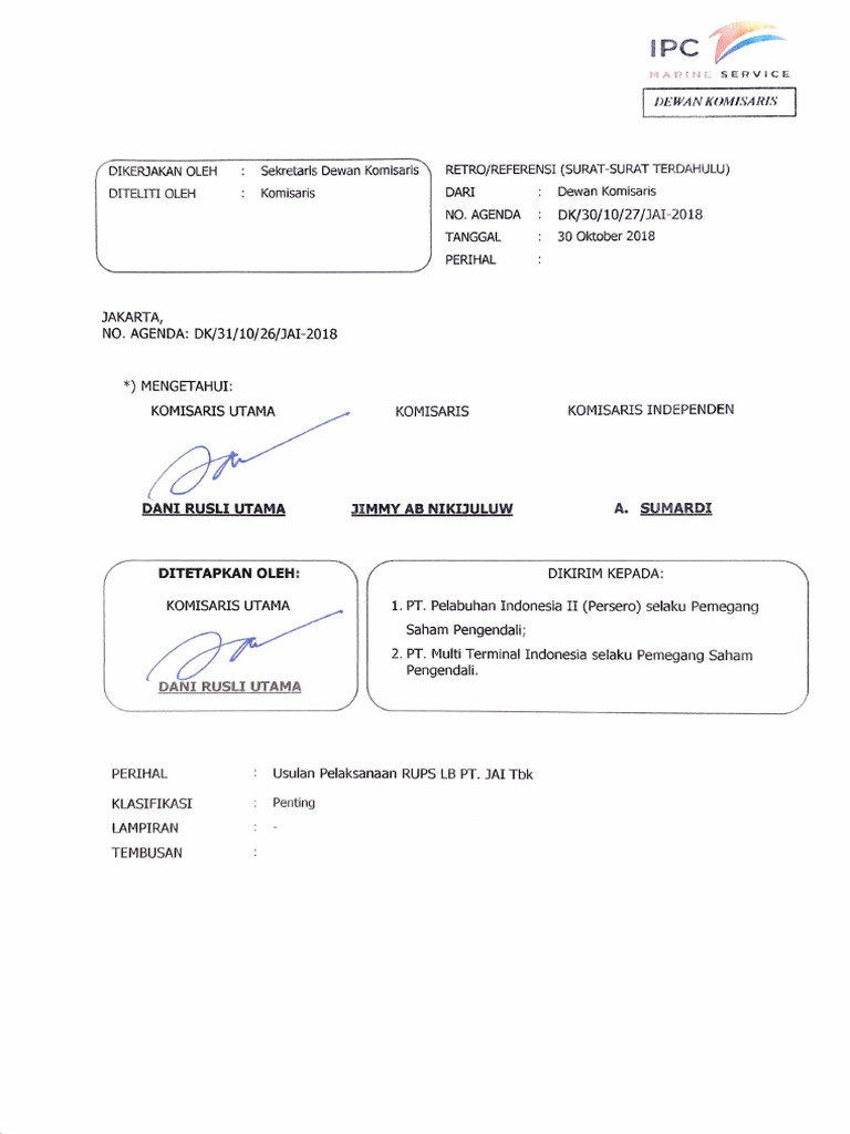 Surat Usulan Pelaksanaan Rups LB | PDF