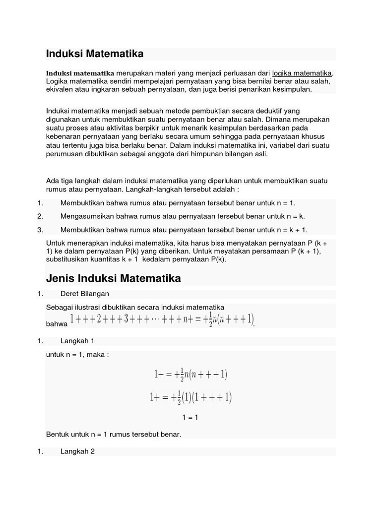 Jenis Induksi Matematika