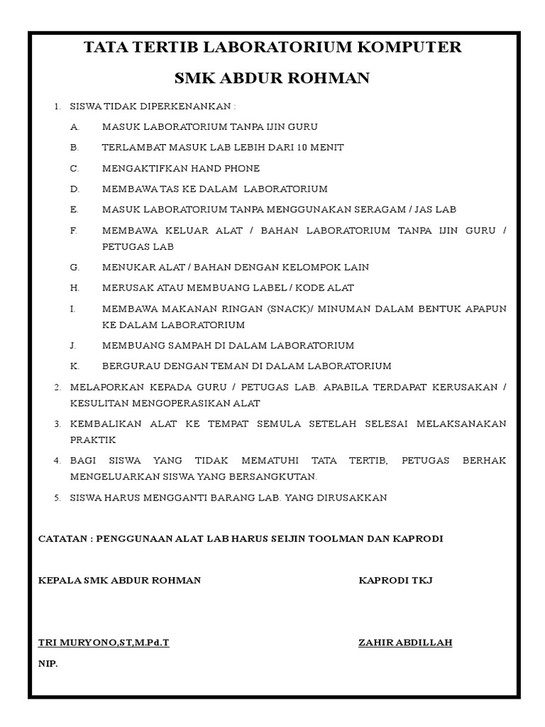Tata Tertib Lab Komputer PDF
