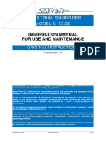 Industrial Shredder MODEL K 13/50: Instruction Manual For Use and Maintenance