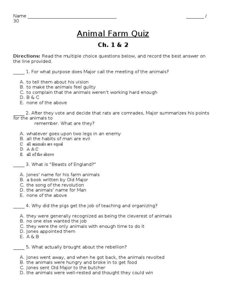 animal farm essay questions and answers