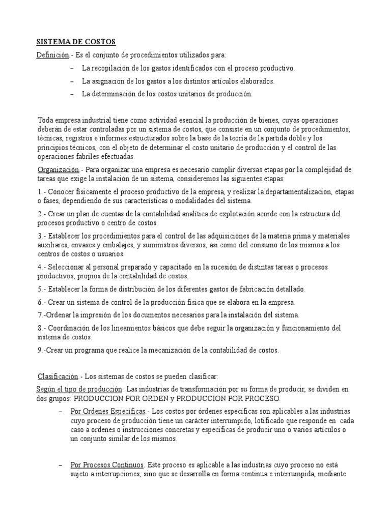 Sistema de Costos en Producción Industrial | PDF | Costo | Contabilidad