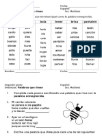 Palabras que riman en segundo grado