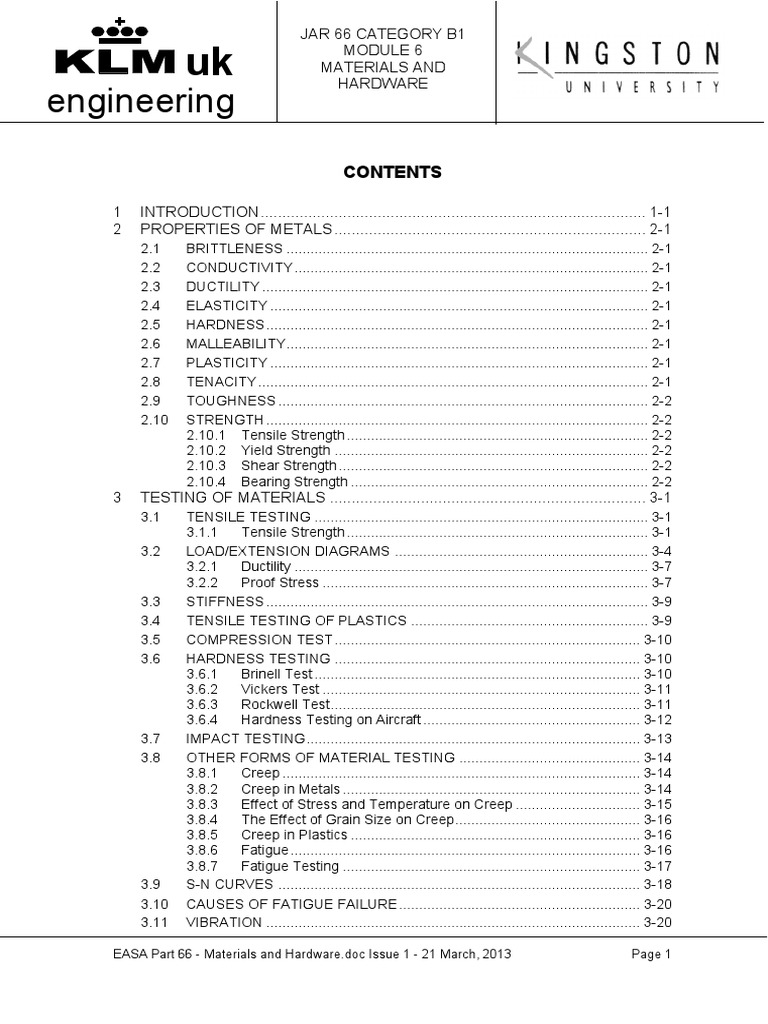 Easa Part 66 Module 6 Materials and Hardware PDF | PDF