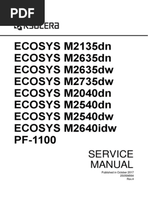 Service M2135dn M2635dw M2040dn M2540dw M2640idw Pf 1100ensmr4 Pdf Science Science Et Technologie