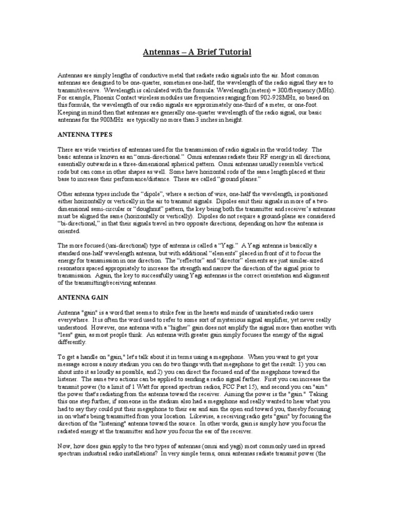 Antennas A Brief Tutorial PDF Antenna (Radio) Radio