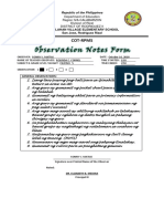 Individual Classsroom Observation Form