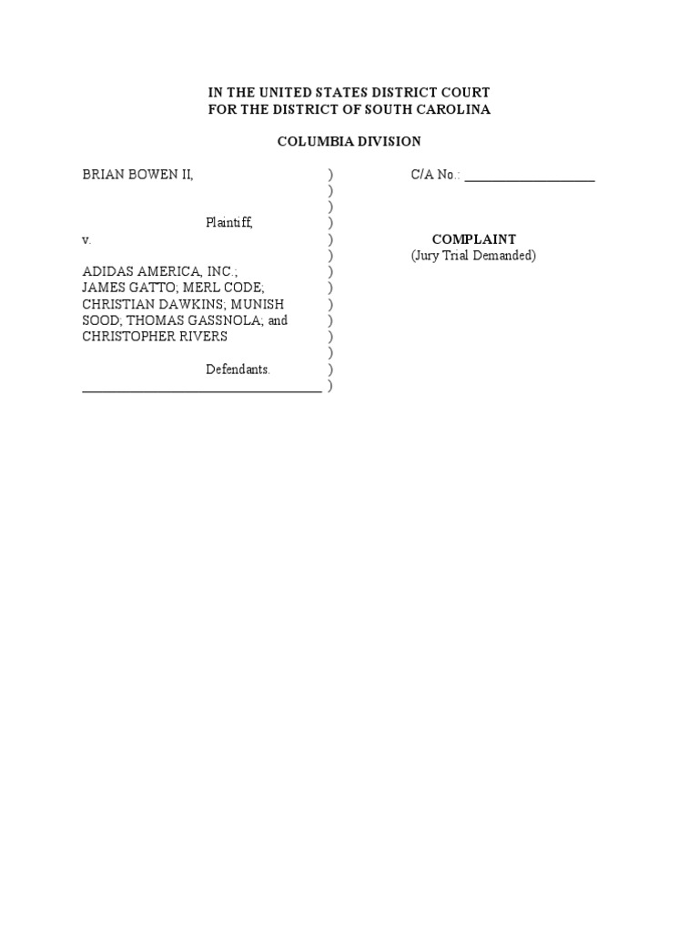 Brian Bowen II Rico Complaint | PDF | National Collegiate Athletic ...