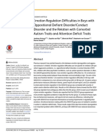 Emotion Regulation Difficulties in Boys With Oppositional Defiant Disorder/Conduct Disorder and The Relation With Comorbid Autism Traits and Attention Deficit Traits