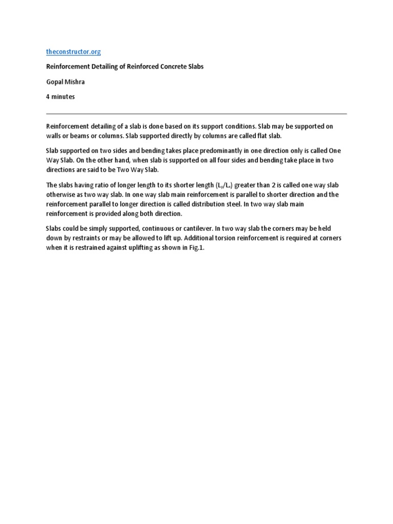 RCC Slab Reinforcement Detailing Guide | PDF | Building Materials ...