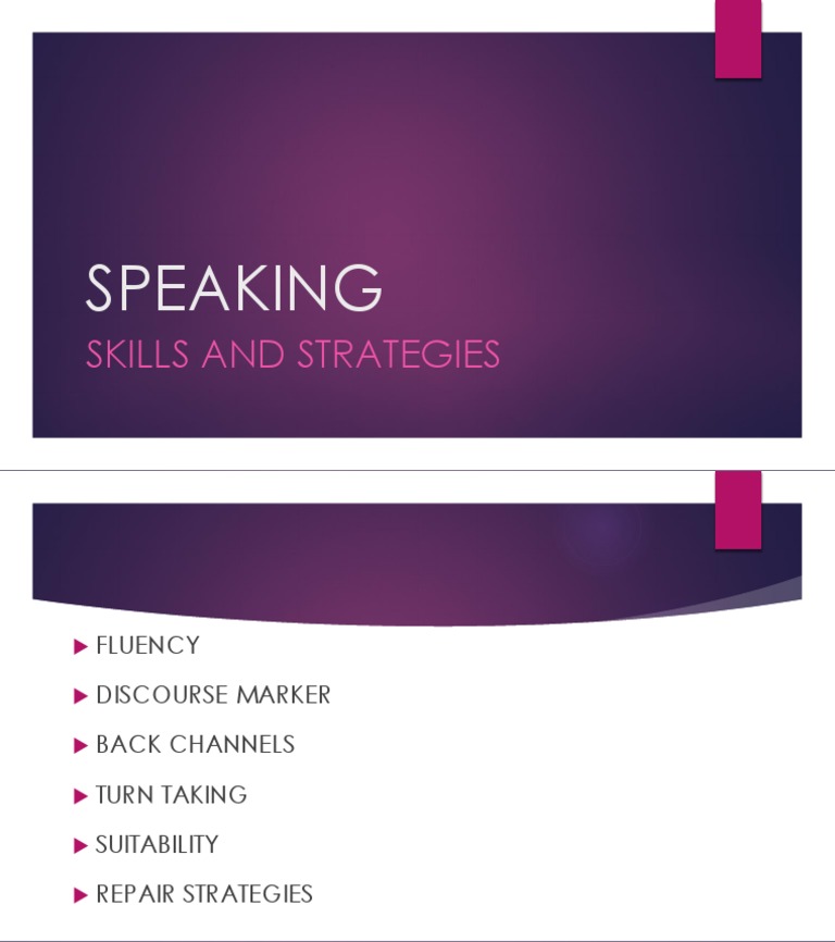 Speaking Skills And Strategies Pdf Language Education Language