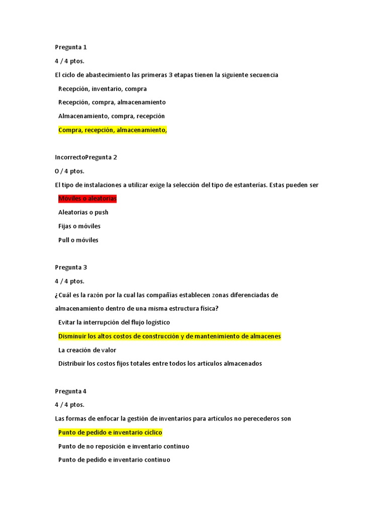Examen de Gestión de Compras y Abastecimiento | PDF | Inventario ...