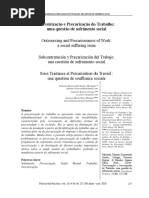 Terceirização e Precarização Do Trabalho. Uma Questão de Sofrimento Social