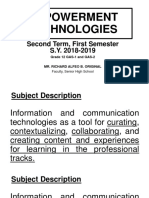 Empowerment Technologies: Second Term, First Semester S.Y. 2018-2019