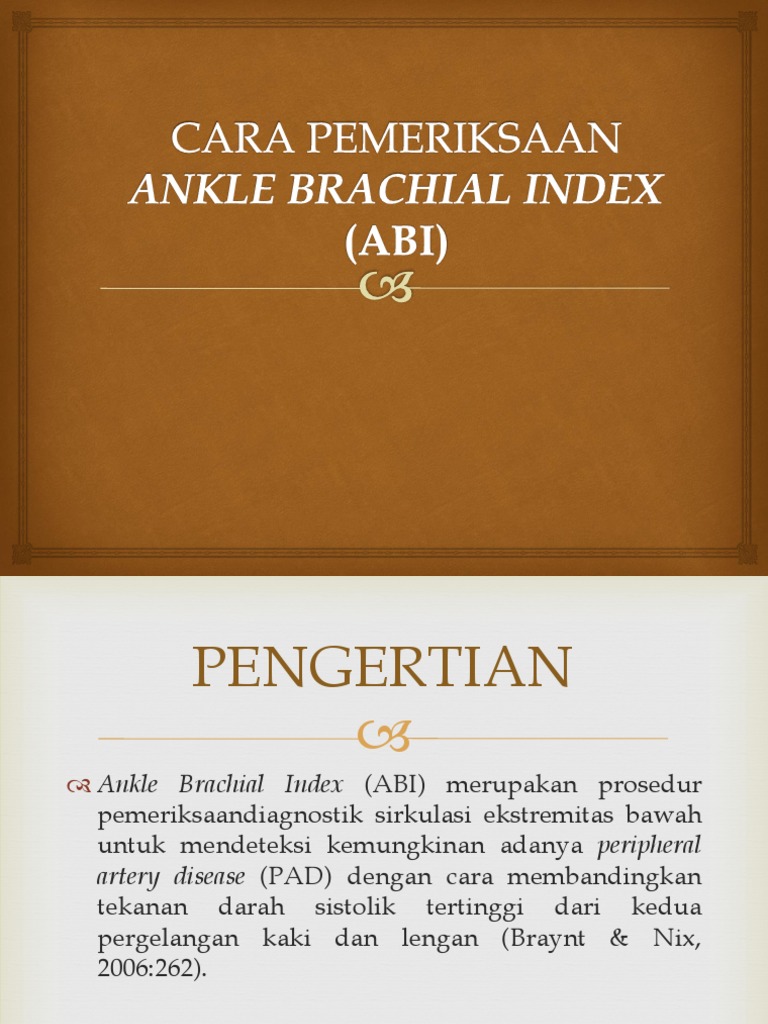 Cara Pemeriksaan Ankle Brachial Index (Abi) | PDF