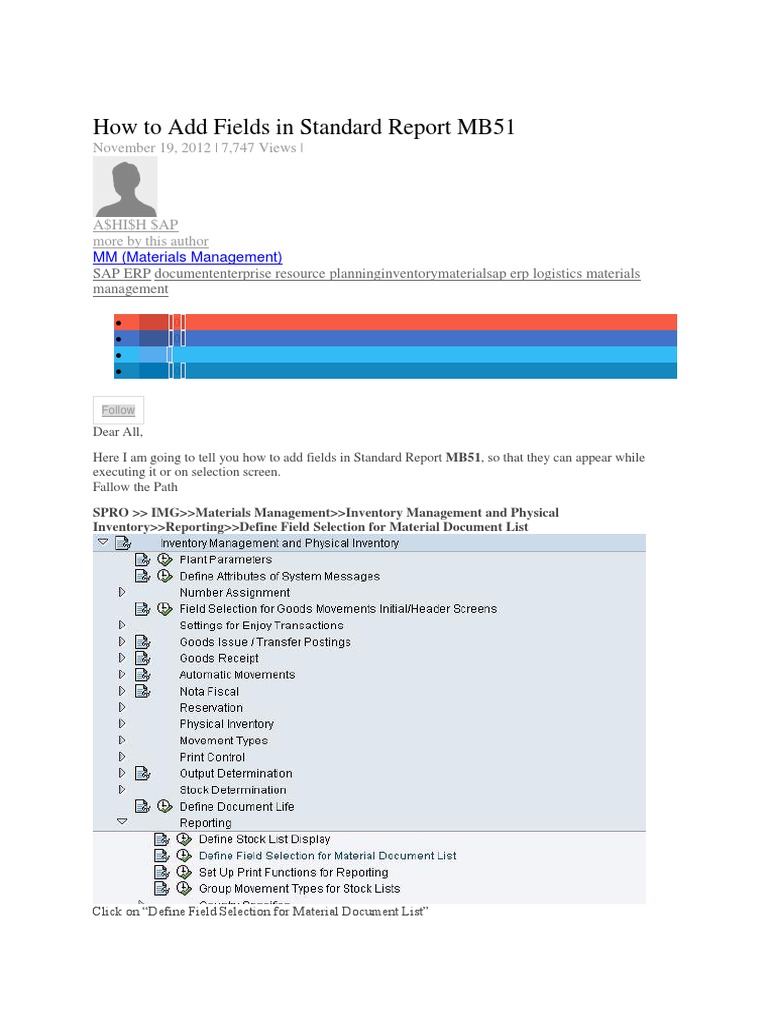 Adding Fields to SAP MB51 Report | PDF | Computing | Software