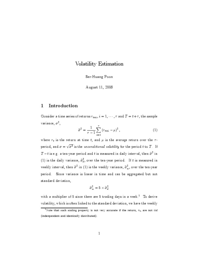 Volatility Estimation Good PDF | PDF | Volatility (Finance) | Normal ...