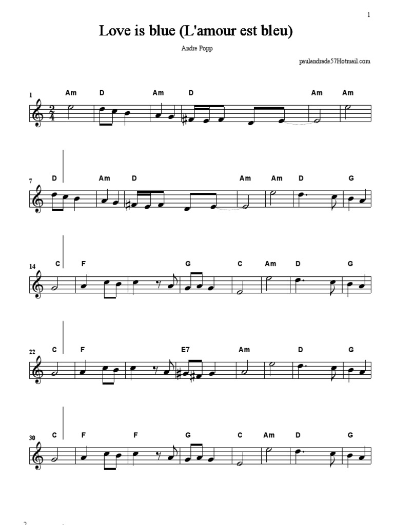 Paul Mauriat Love Is Blue Violin Score Singles Music American Record Charts