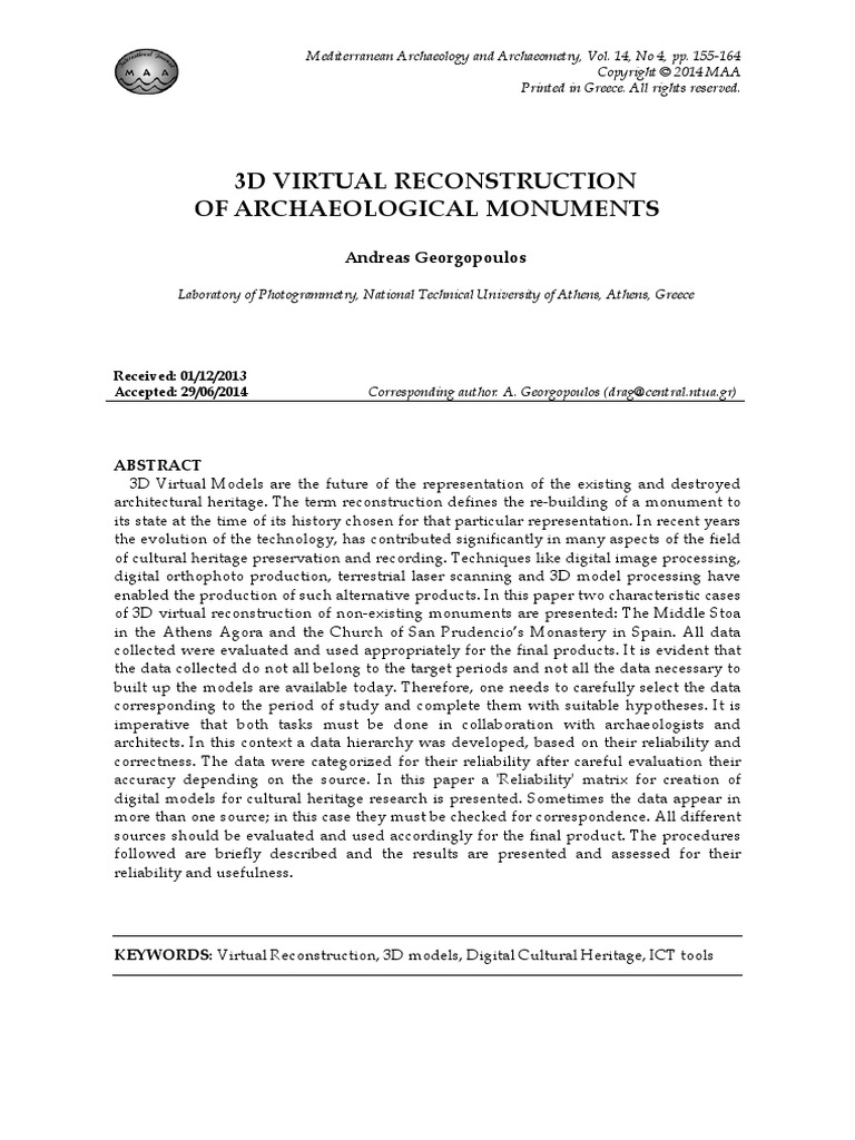 3d Virtual Reconstruction | PDF | Archaeology | 3 D Modeling