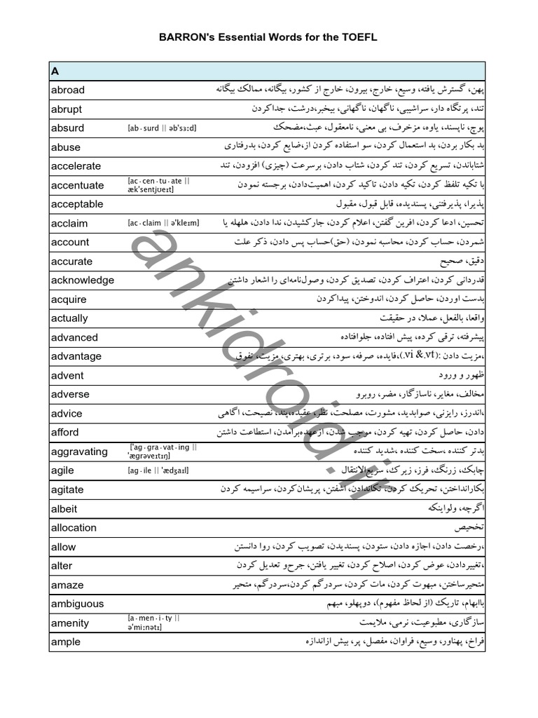 Toefl Only Essential Words Pdf