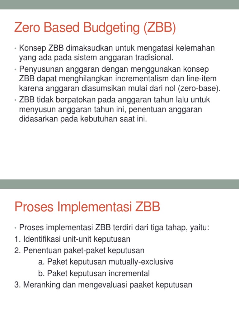 Pengenalan Zero Based Budgeting (ZBB) | PDF