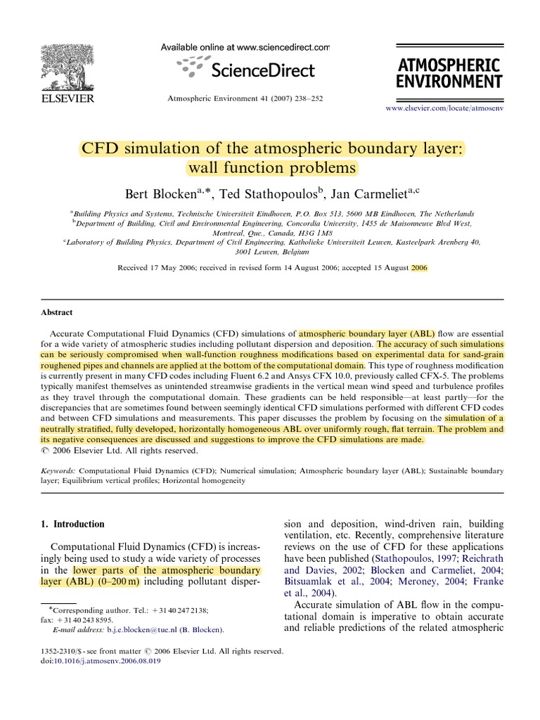 CFD Issues in Atmospheric Boundary Layer | PDF | Computational Fluid ...