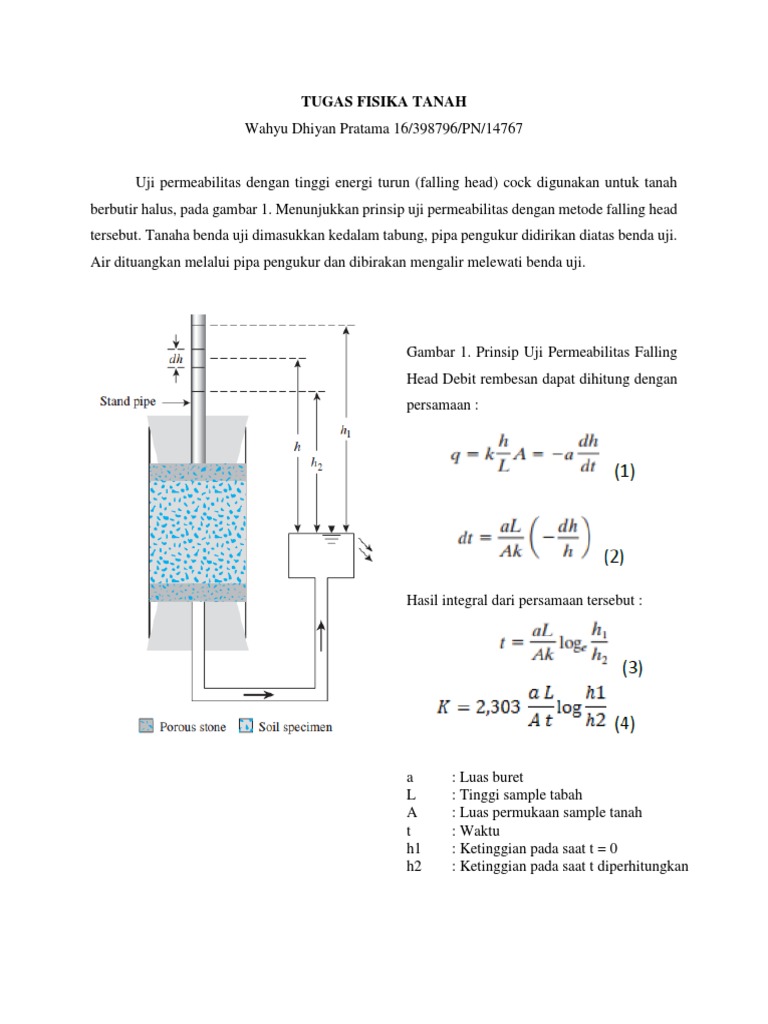 Uji Permeabilitas Tanah Metode Falling Head | PDF