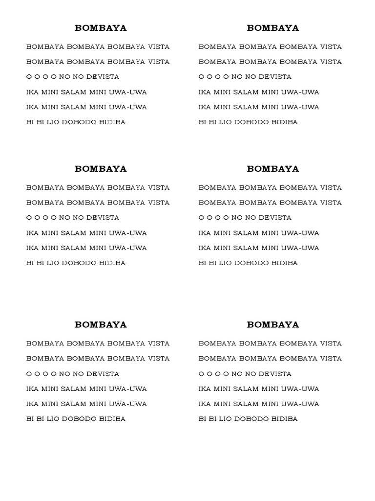Lirik Lagu Bombaya | PDF