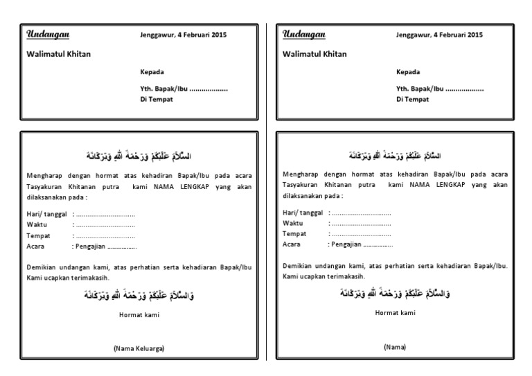 600 Koleksi Contoh Undangan Pengajian Tasyakuran Khitan Gratis