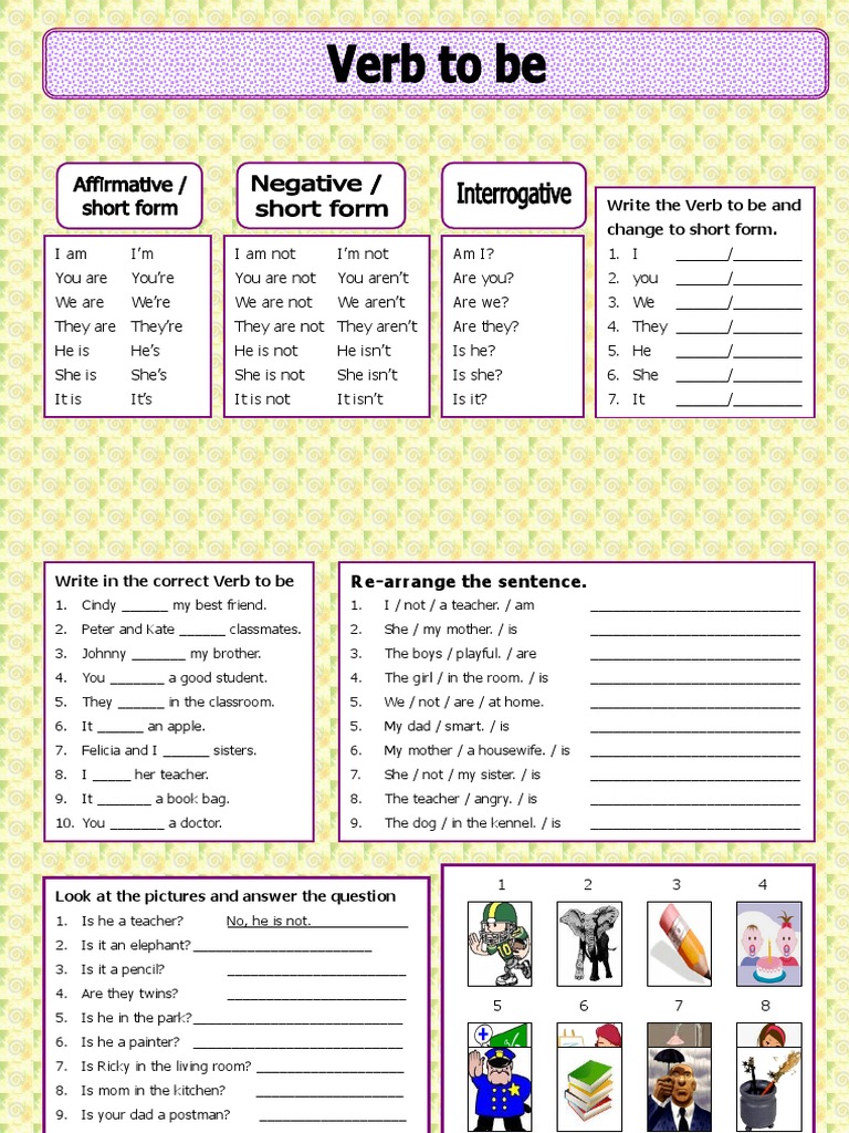 Verb To Be Grammar Drills 803 PDF Semiotics Communication