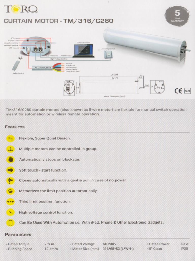 5 Wire Curtain Motor PDF