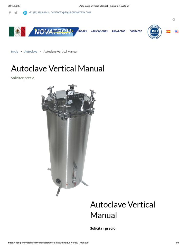 Autoclave Vertical Manual Equipo Novatech PDF Naturaleza